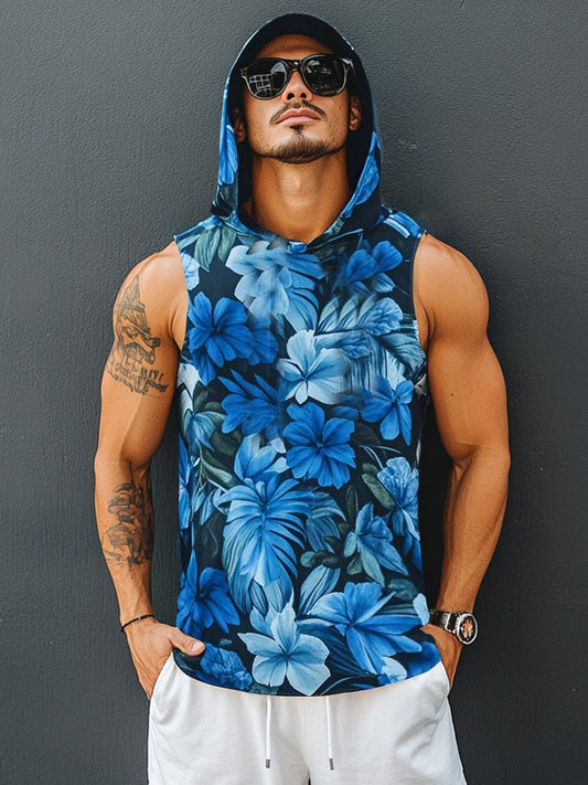 Resort Style Print Hooded Tank Top
