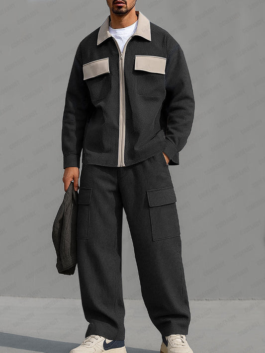 Utility Color Block Corduroy Matching Set