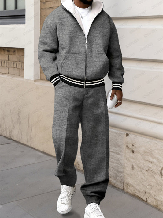 Sporty Street Style Hooded Jacket Set