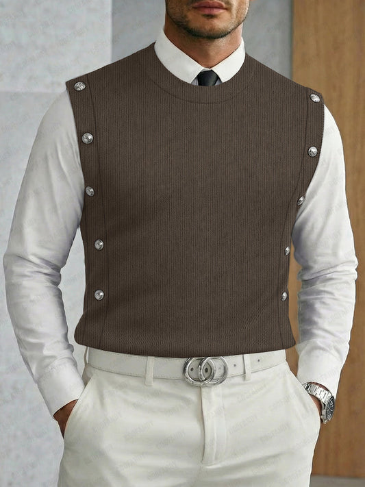 Trendy Versatile Button Accent Ribbed Vest