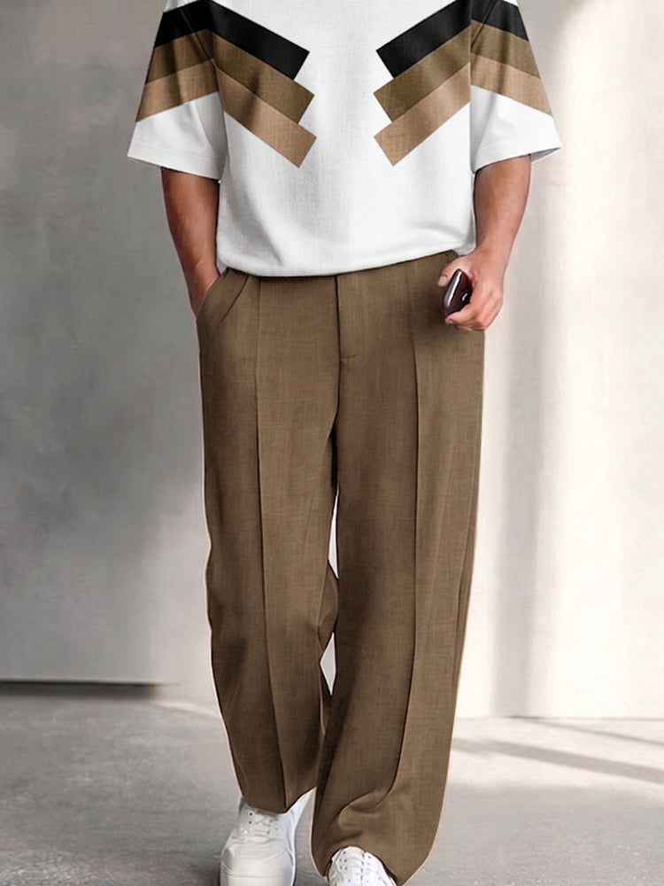 Urban Relaxed Fit Colorblock T-Shirt Pants Set
