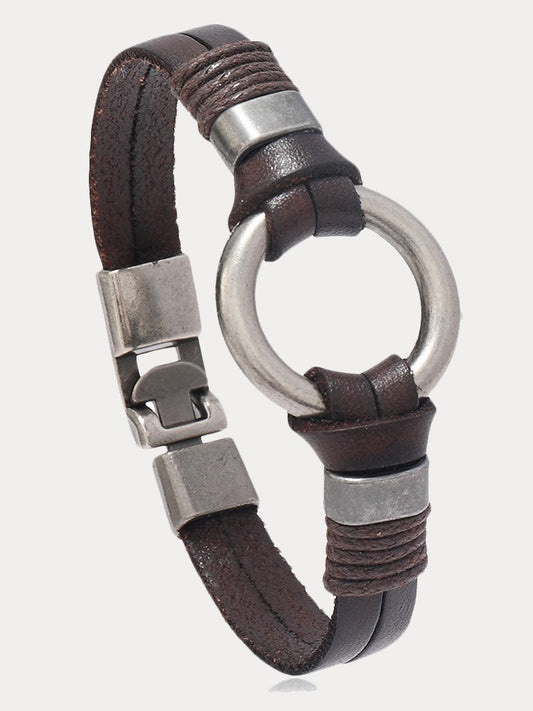 Retro Metal Buckle Leather Bracelet