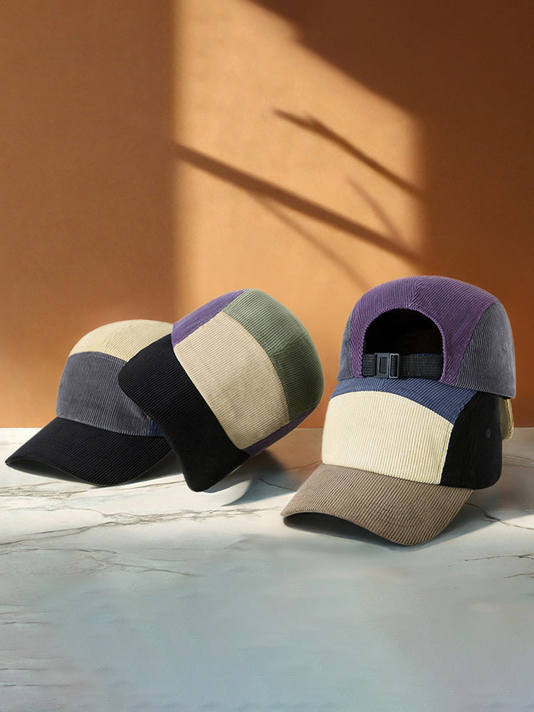 Stylish Contrast Color Corduroy Cap
