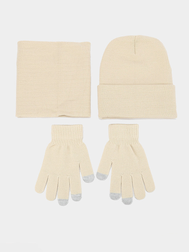 Ultra-Soft Knit Beanie Gloves Neck Warmer 3-in-1 Set