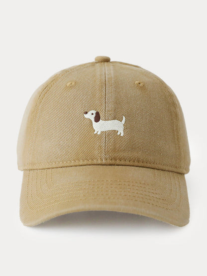 Casual Embroidered Sausage Dog Cotton Baseball Cap