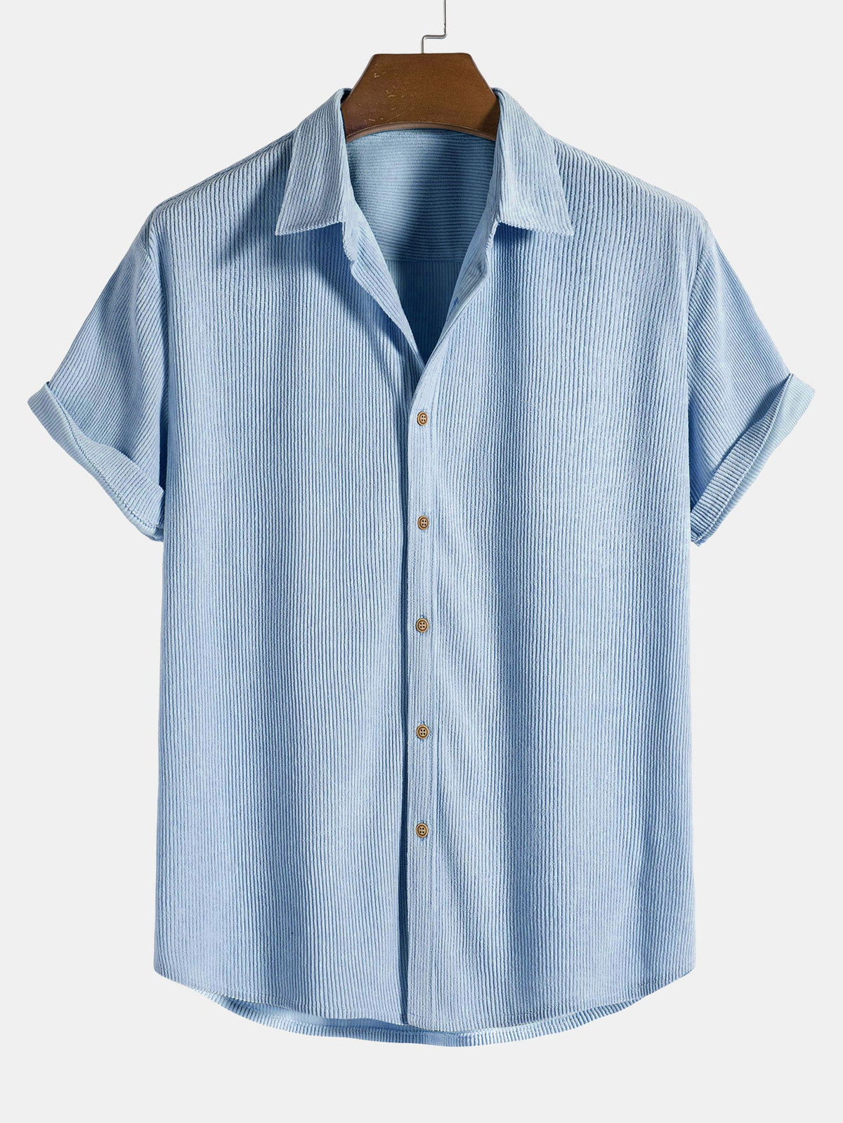 Short Sleeve Corduroy Button-Up Shirt & Shorts