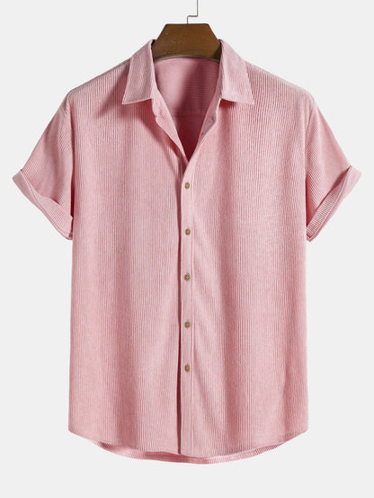 Short Sleeve Corduroy Button-Up Shirt & Shorts