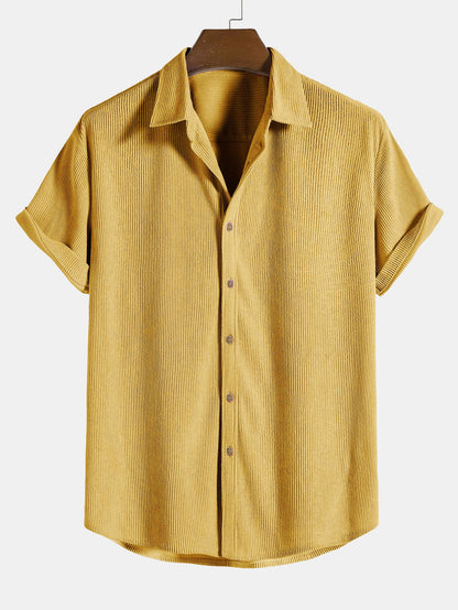 Short Sleeve Corduroy Button-Up Shirt & Shorts