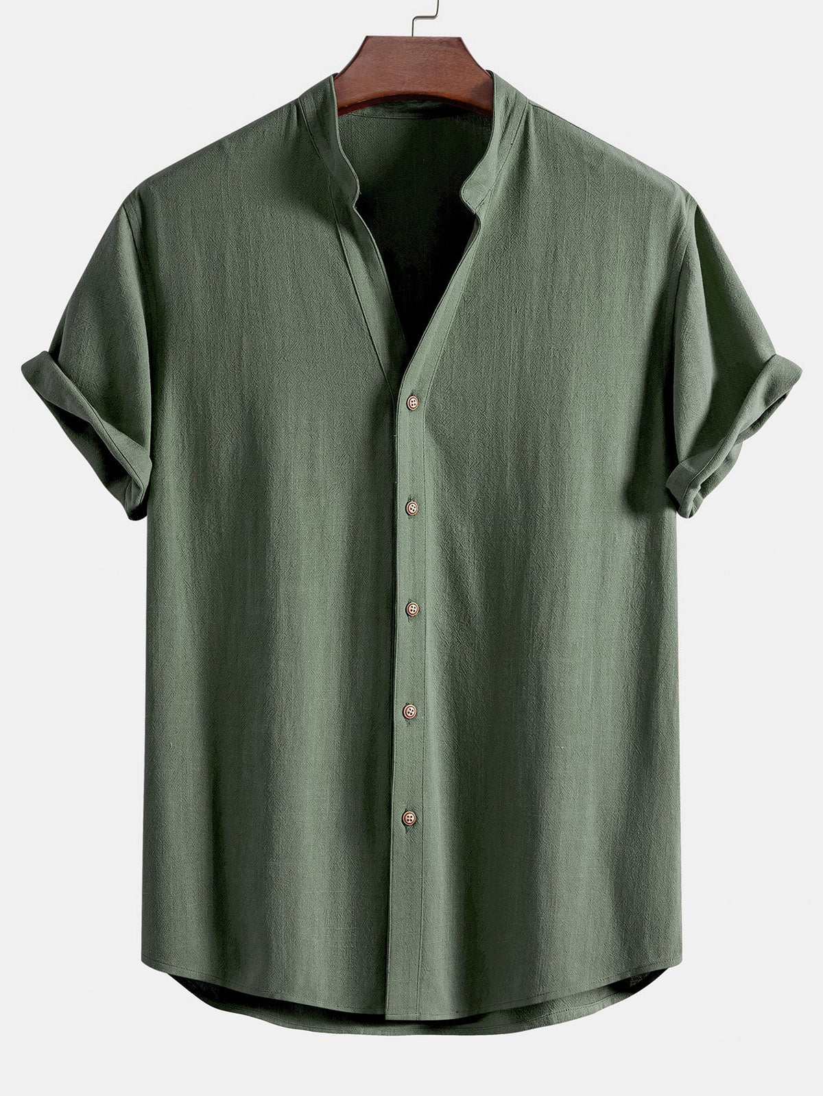 V-Neck Linen-Rayon Blend Shirt & Straight-Leg Linen Pants