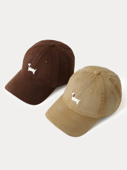 Casual Embroidered Sausage Dog Cotton Baseball Cap