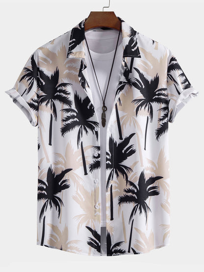 Palm Tree Print Button-Up Shirt & Swim Shorts