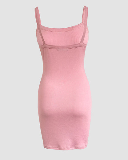 Bandeau Spaghetti Strap Sleevless Mini Dress Casual Slim Fit Bodycon Dress