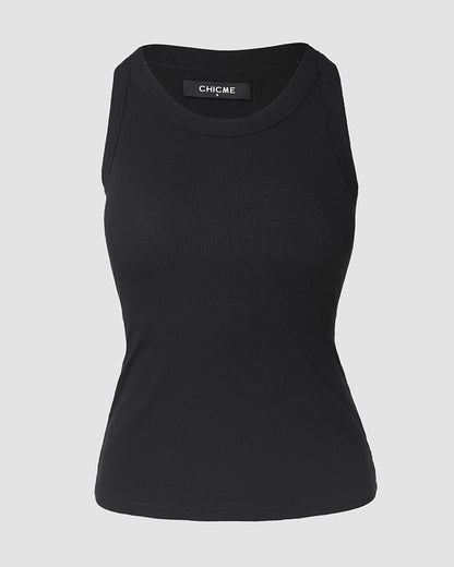 ChicMe Built-in Bra Ribbed Round Neck Tank Top
