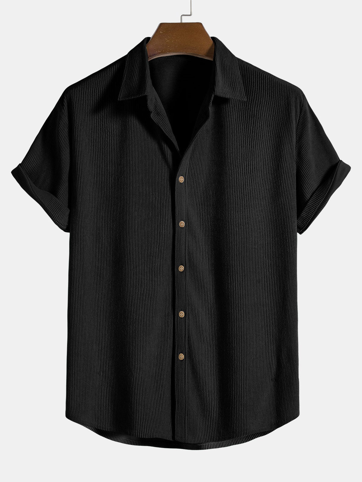 Short Sleeve Corduroy Button-Up Shirt & Shorts
