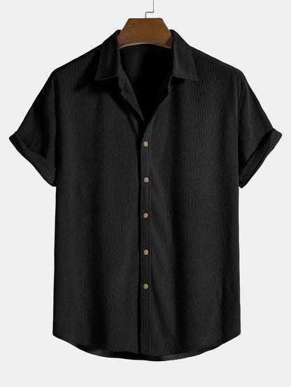 Short Sleeve Corduroy Button-Up Shirt & Shorts