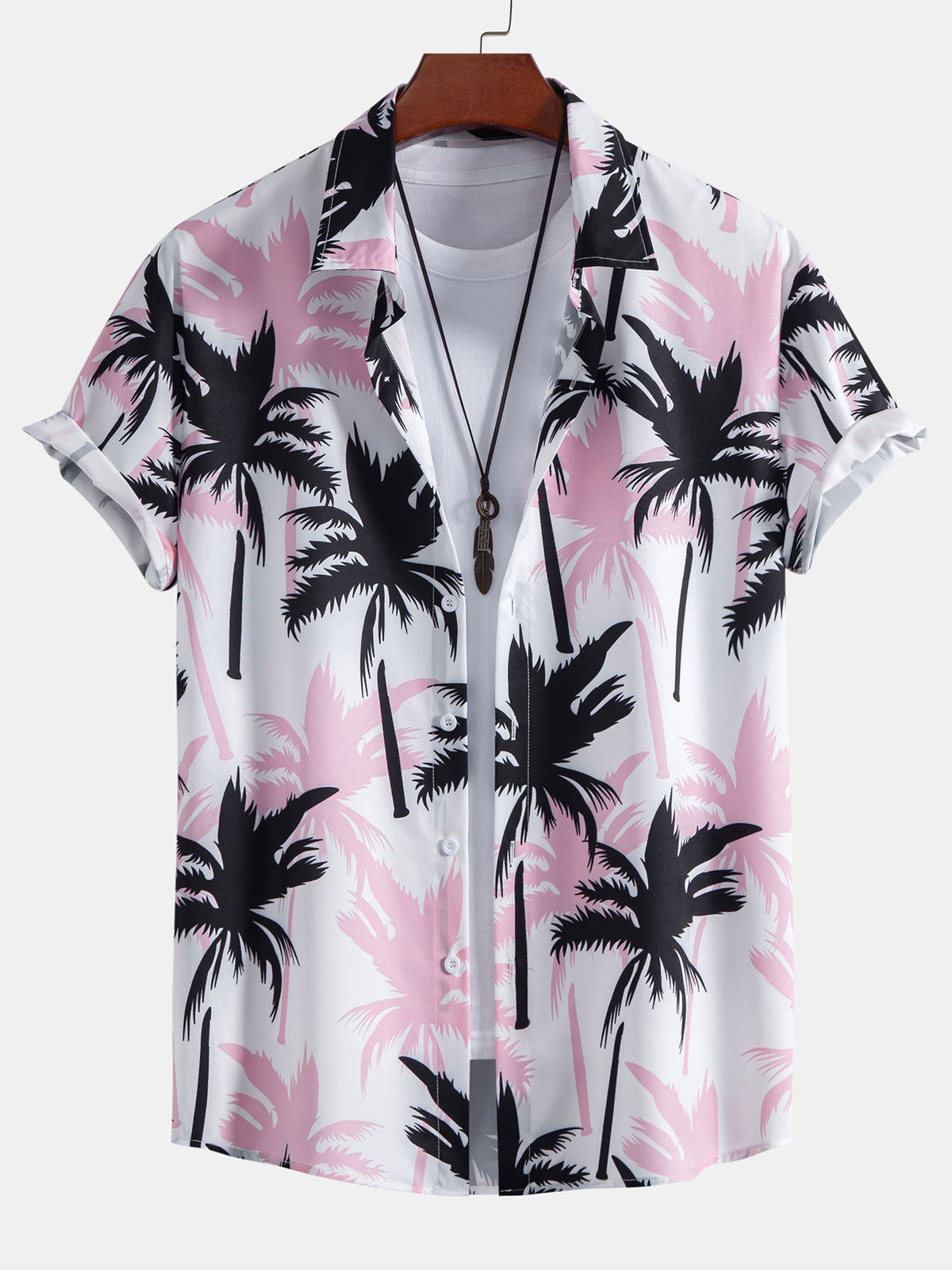 Palm Tree Print Button-Up Shirt & Swim Shorts