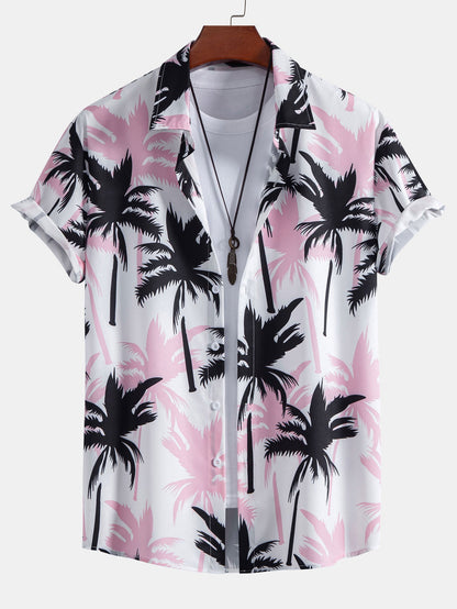 Palm Tree Print Button-Up Shirt & Swim Shorts