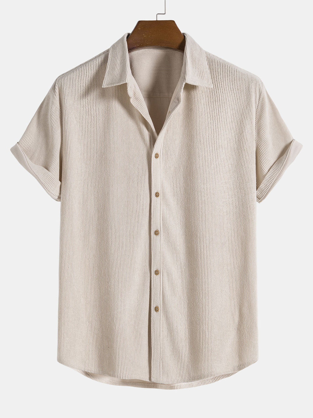 Short Sleeve Corduroy Button-Up Shirt & Shorts