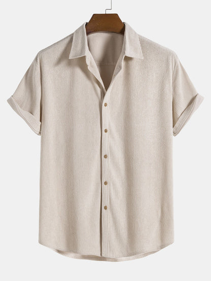 Short Sleeve Corduroy Button-Up Shirt & Shorts