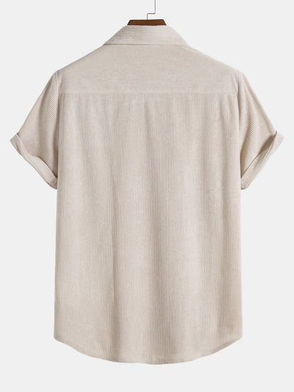 Short Sleeve Corduroy Button-Up Shirt & Shorts