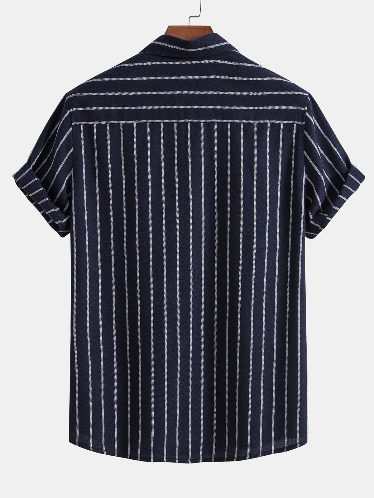 Cotton Blend Striped Button-Up Shirt