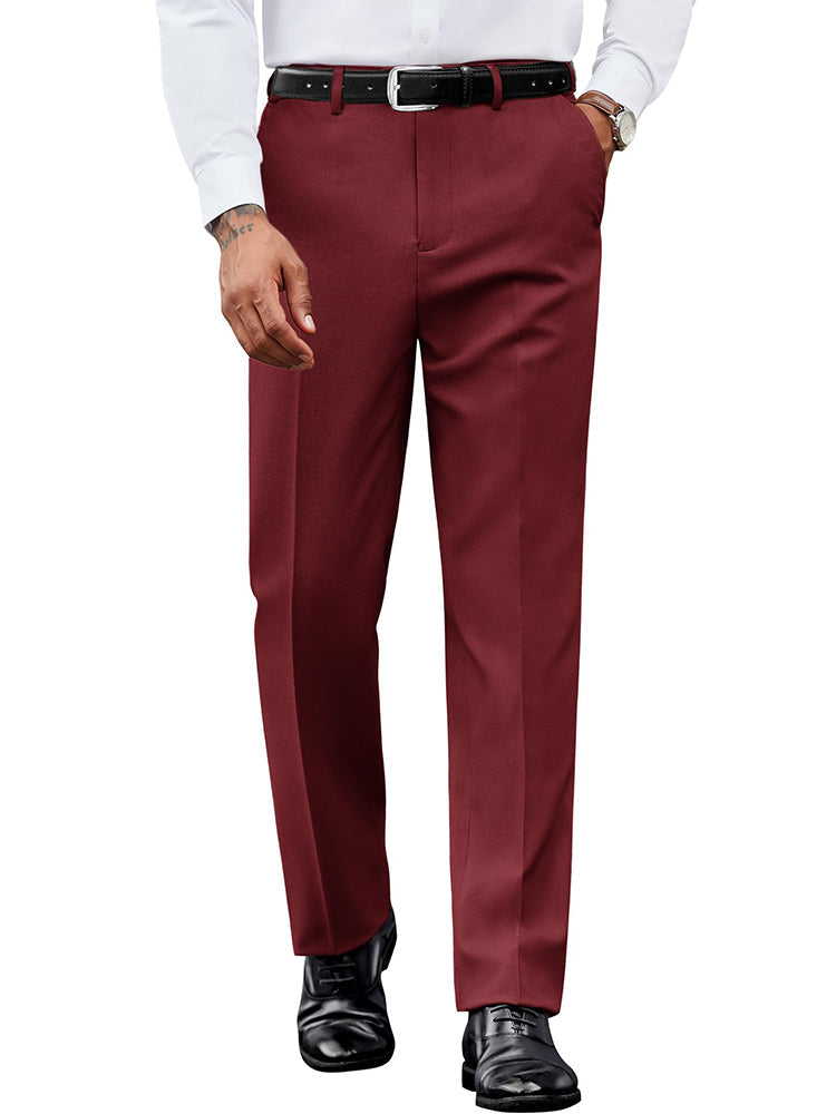 Casual Flat Front Expandable Waist Dress Pants (US Only)