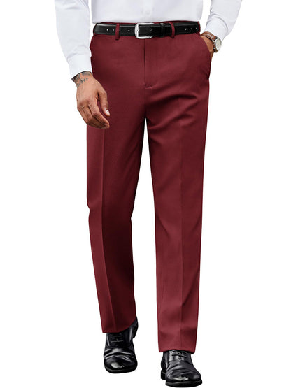Casual Flat Front Expandable Waist Dress Pants (US Only)