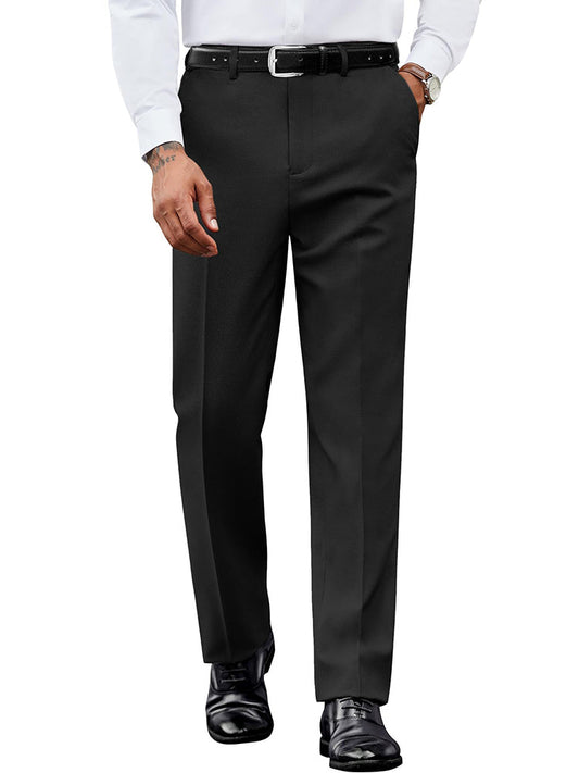 Casual Flat Front Expandable Waist Dress Pants (US Only)