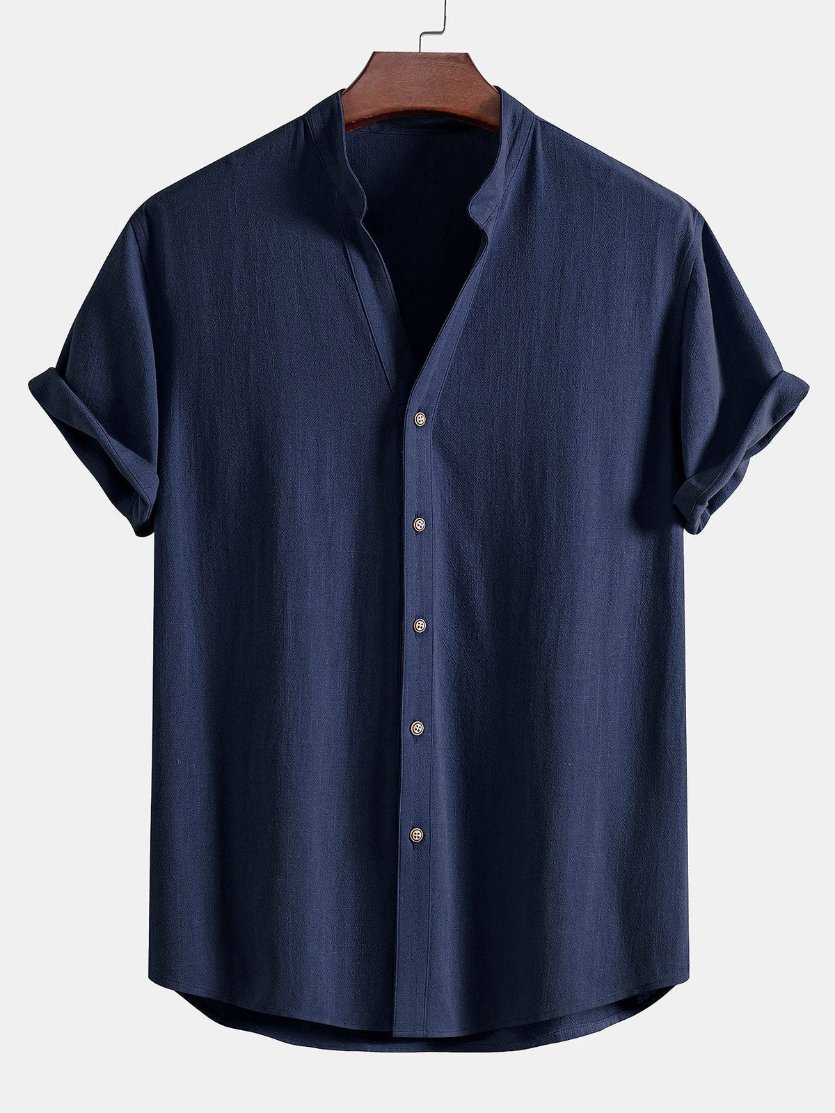 V-Neck Linen-Rayon Blend Shirt & Straight-Leg Linen Pants