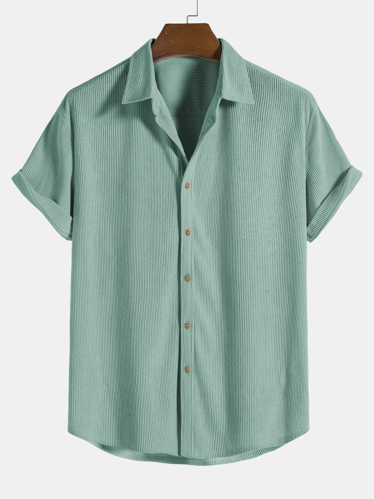 Short Sleeve Corduroy Button-Up Shirt & Shorts