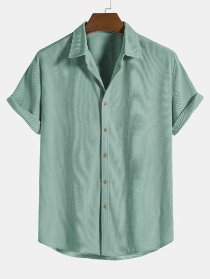 Short Sleeve Corduroy Button-Up Shirt & Shorts