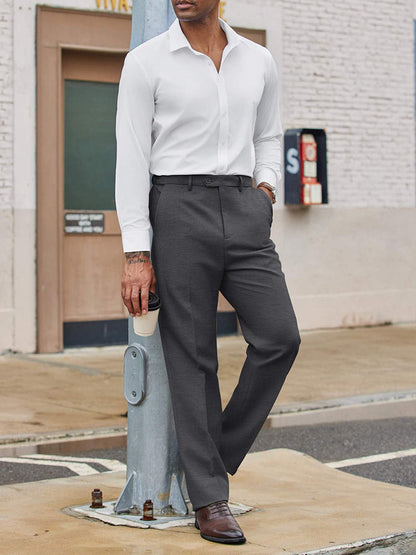 Casual Flat Front Expandable Waist Dress Pants (US Only)