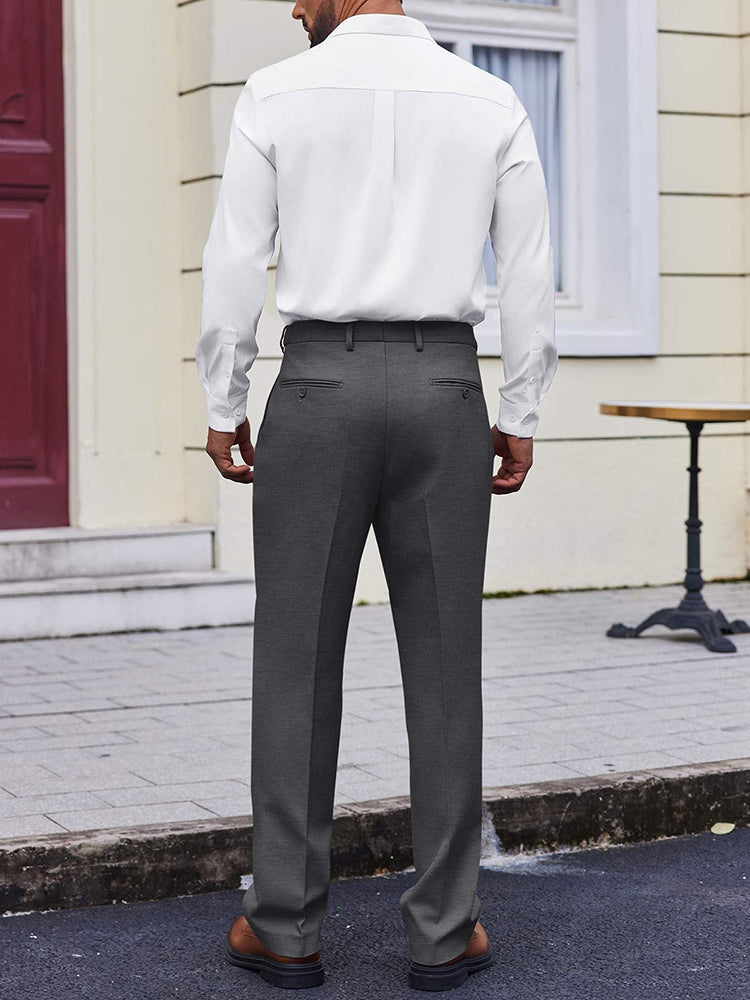 Casual Flat Front Expandable Waist Dress Pants (US Only)