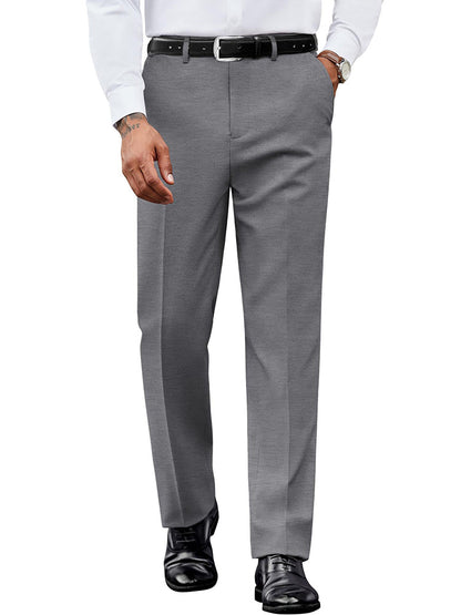 Casual Flat Front Expandable Waist Dress Pants (US Only)