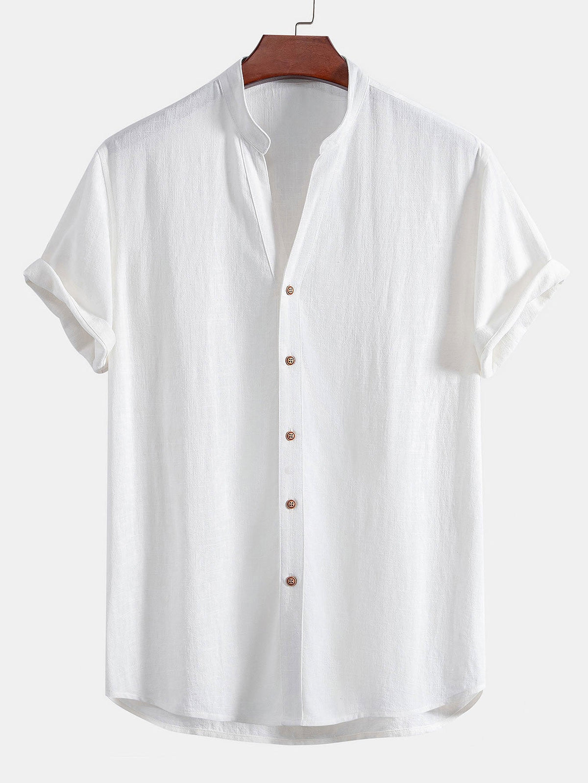 V-Neck Linen-Rayon Blend Shirt & Straight-Leg Linen Pants