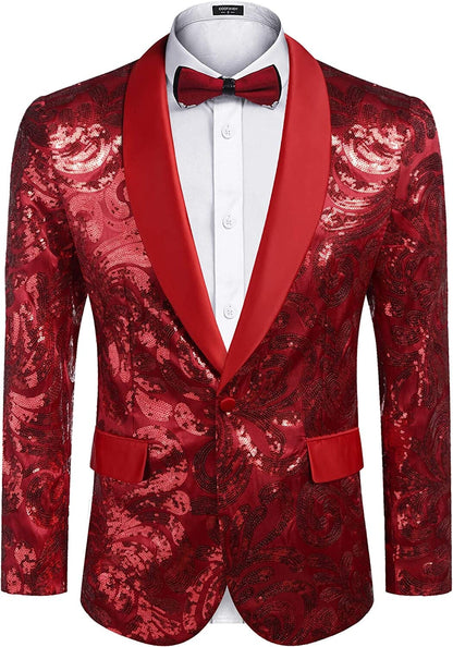 Shiny Sequins Blazer Floral Blazer (US Only)