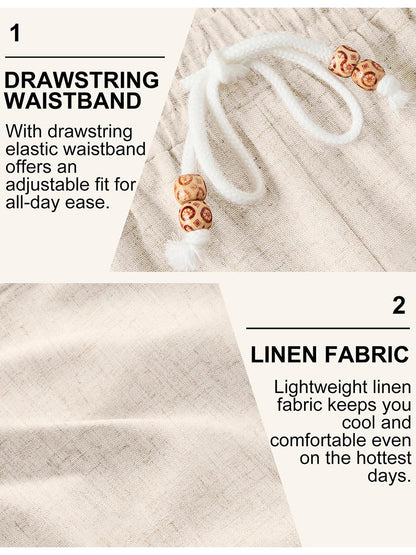 Casual Drawstring Linen Blend Shorts (US Only)
