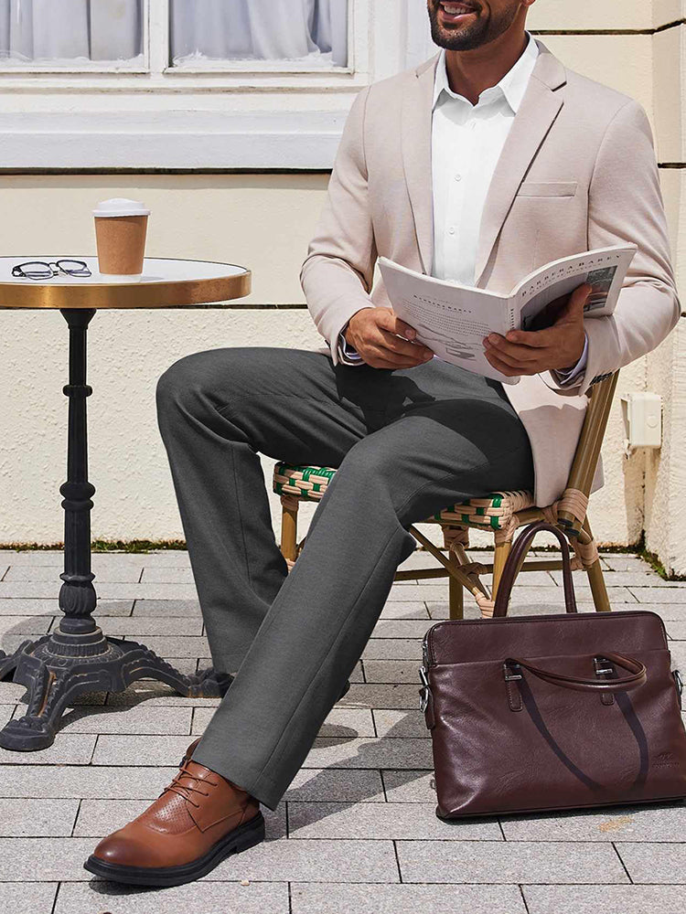 Casual Flat Front Expandable Waist Dress Pants (US Only)