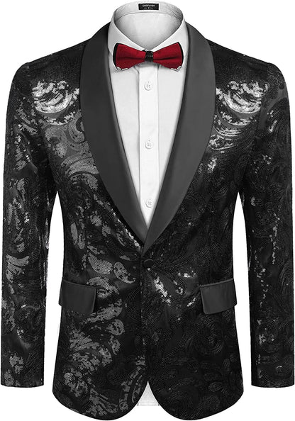 Shiny Sequins Blazer Floral Blazer (US Only)