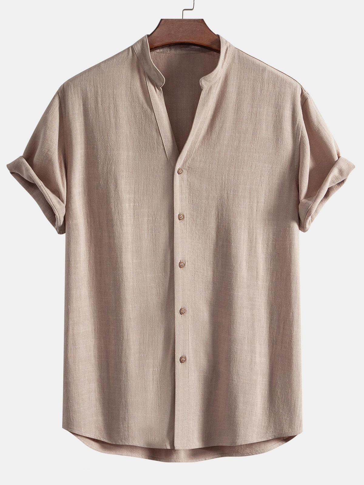 V-Neck Linen-Rayon Blend Shirt & Straight-Leg Linen Pants