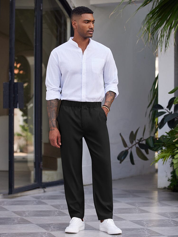 Simple Elastic Waist Slack Pants (US Only)