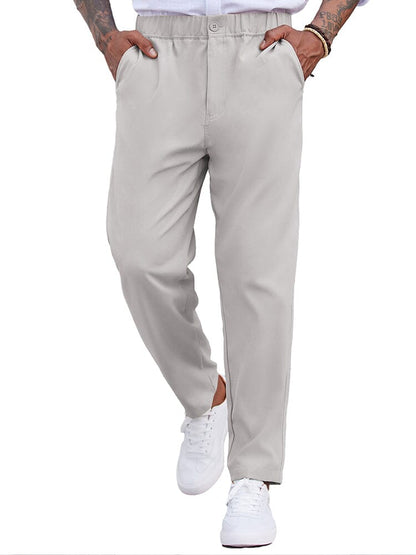 Simple Elastic Waist Slack Pants (US Only)
