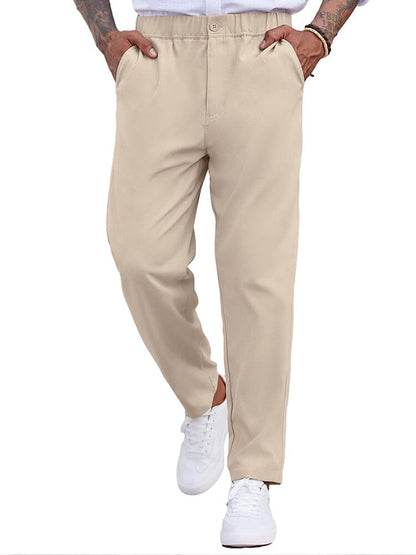Simple Elastic Waist Slack Pants (US Only)