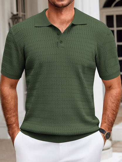 Casual Textured Knit Polo Shirt (US Only)