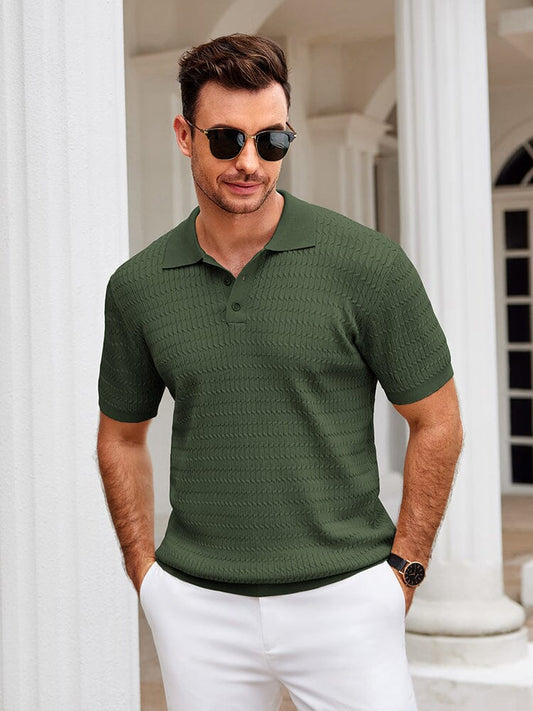 Casual Textured Knit Polo Shirt (US Only)