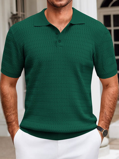 Casual Textured Knit Polo Shirt (US Only)