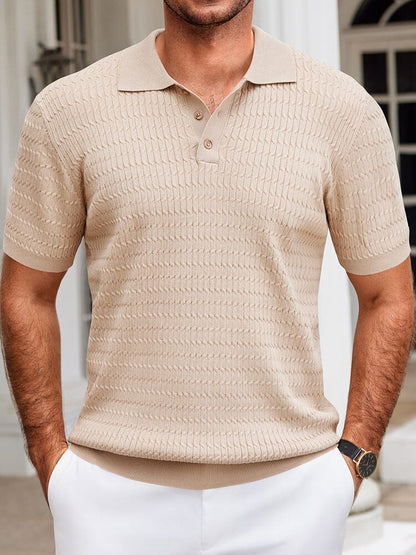 Casual Textured Knit Polo Shirt (US Only)