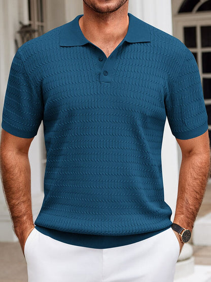 Casual Textured Knit Polo Shirt (US Only)