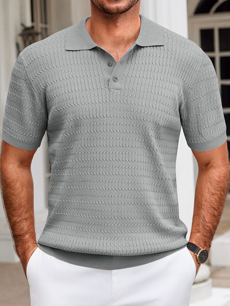 Casual Textured Knit Polo Shirt (US Only)