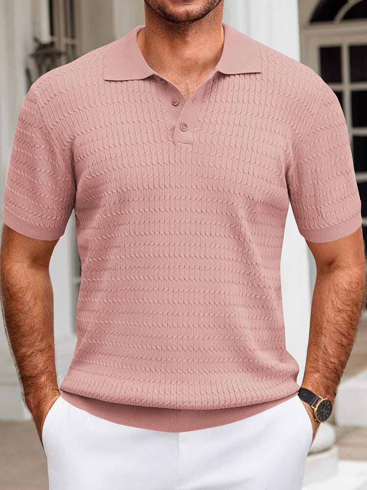Casual Textured Knit Polo Shirt (US Only)